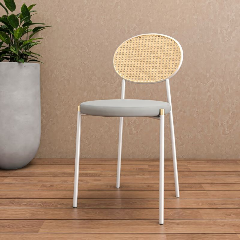LeisureMod Euston Collection Modern Dining Chair White Frame in Grey Set of 2 with Background.