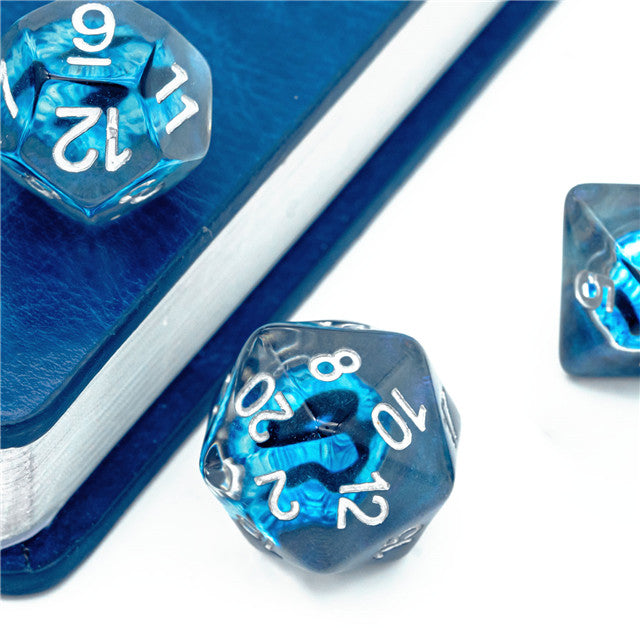 Blue Demon Eye Dragon Eye Dice 7-Dice Set Resin Dungeons and Dragons Dice