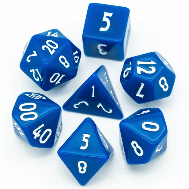 Dark Blue Homage 7-Dice Set w/Blue Numbers Minimalist