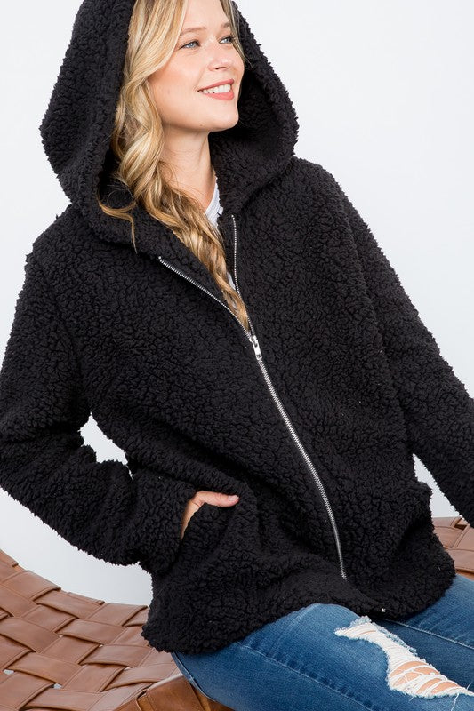 Sherpa Fur Hoodie Jacket