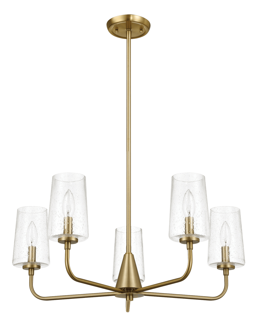 Dazzle Five Lights Chandelier With Clear Seeded Glass -Satin Brass