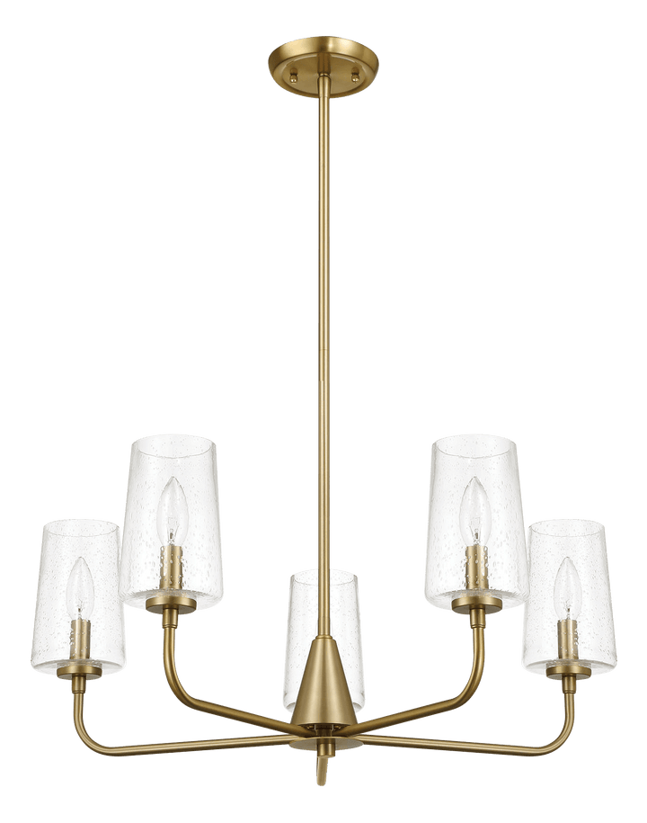 Dazzle Five Lights Chandelier With Clear Seeded Glass -Satin Brass