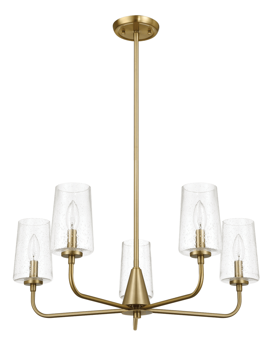 Dazzle Five Lights Chandelier With Clear Seeded Glass -Satin Brass