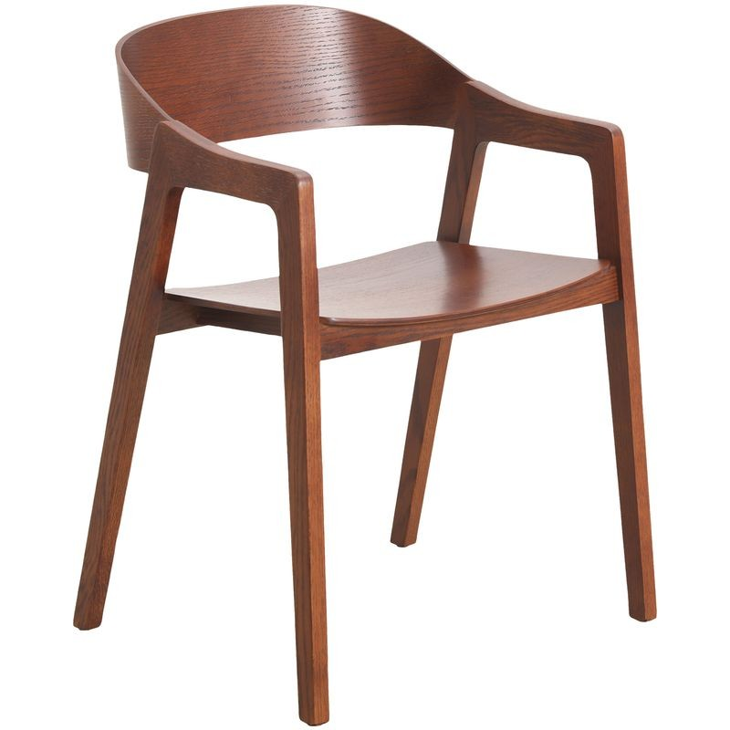LeisureMod Rivo Collection Elegant Dining Chair in Dark Brown Wood