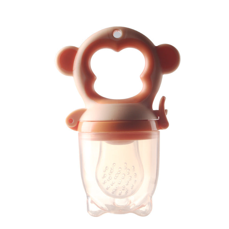 Baby fruit feeder with monkey design on a white background.