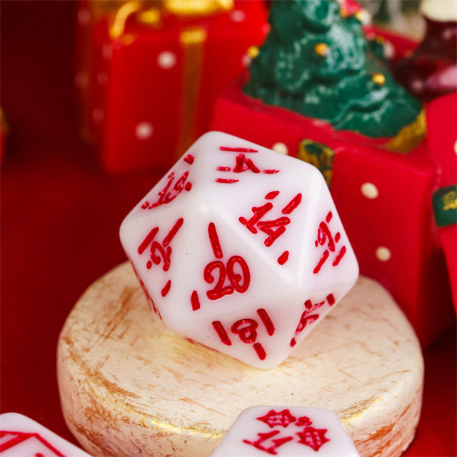 White Christmas Dice w/Red Presents Trees Snowman Holiday Festive