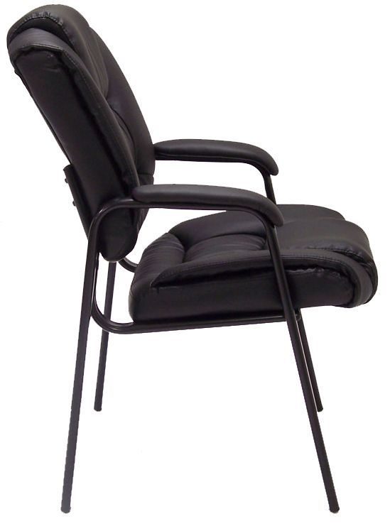 Deep Cushion Black Leather Guest Chair Side