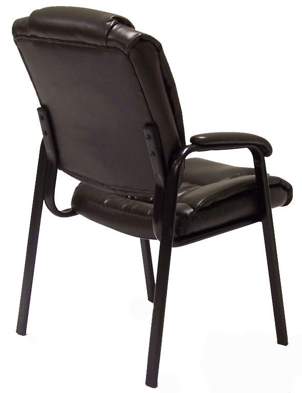 Deep Cushion Black Leather Guest Chair Back