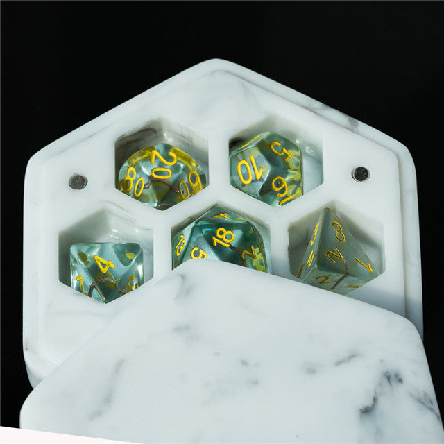 Resin Hexagon Box for Dnd Dice Case (White & Black）