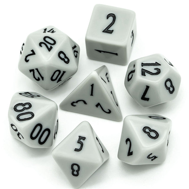 Dark Grey Homage 7-Dice Set w/Black Numbers Minimalist