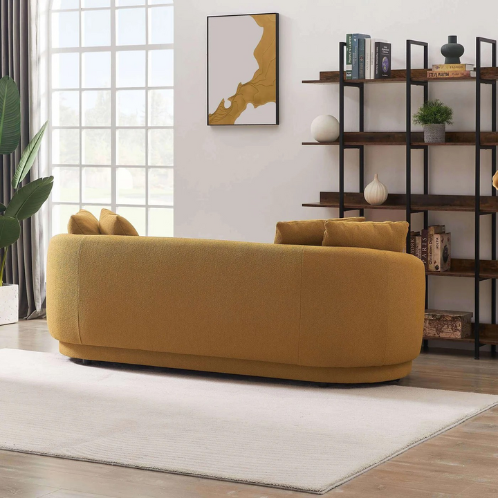 Dylan Modern French Gold Boucle Sofa Back View.