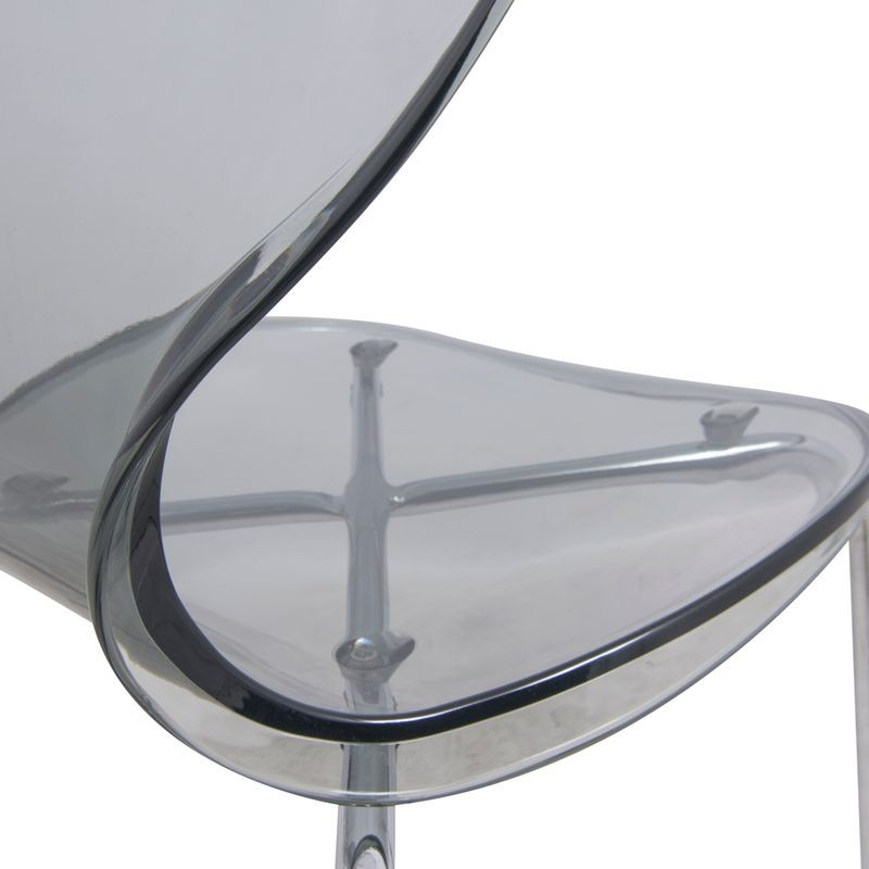 LeisureMod Modern Oyster Transparent Side Chair Black Details.