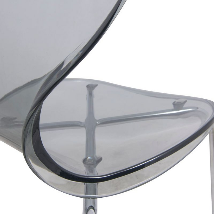 LeisureMod Modern Oyster Transparent Side Chair Black Details.