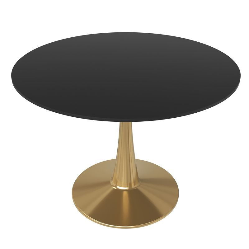Leisuremod Bristol 40" Round Dining Table Gold Base with Black Top