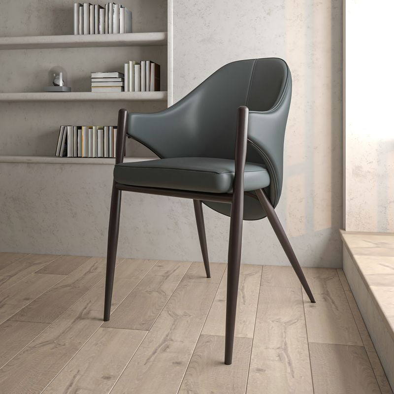 Leisuremod Sante Collection Modern Dining Chair in Grey with Background.