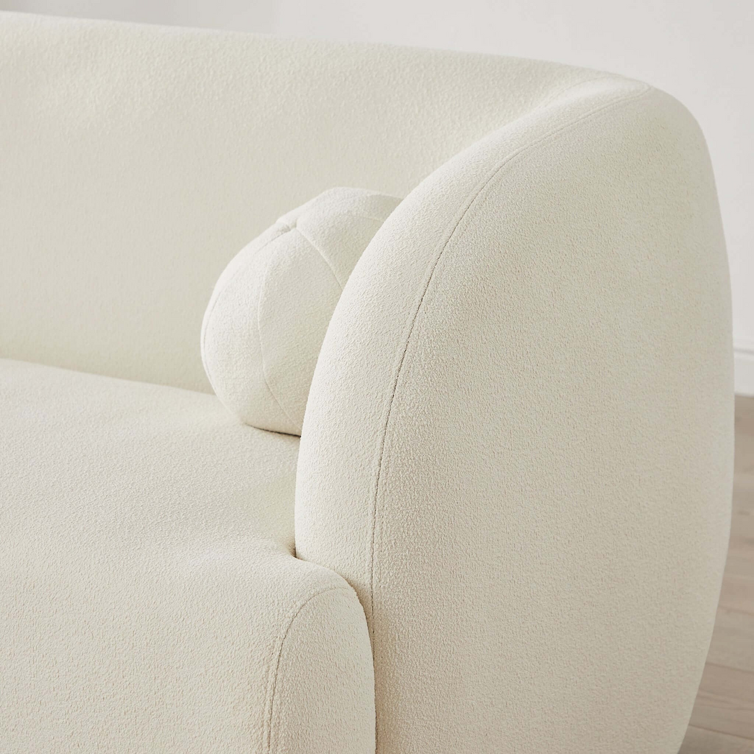 Anna French Boucle Sofa Zoomed In.