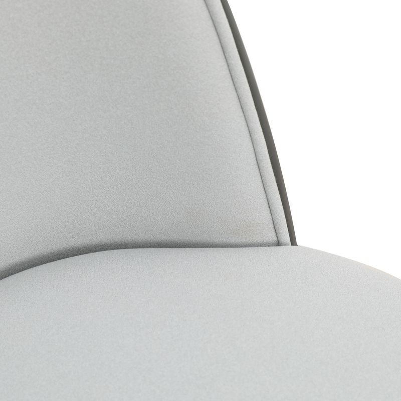 LeisureMod Tule 7-Piece Dining Set in White Steel Frame with 6 Upholstered Seat Dining Chairs and 71" Oval Dining Table with MDF Tabletop in Black/Platinum Blue Chair Closeup.