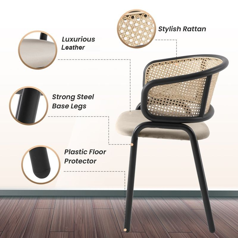 Chair with features highlighted on a white background.