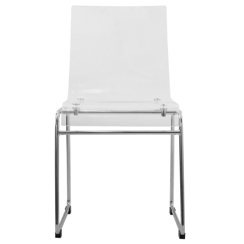 LeisureMod Lima Modern Acrylic Chair Clear Front View.