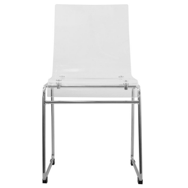 LeisureMod Lima Modern Acrylic Chair Clear Front View.