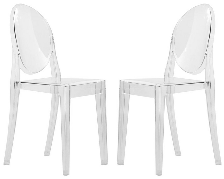 LeisureMod Marion Transparent Acrylic Modern Chair, Set of 2 Photo