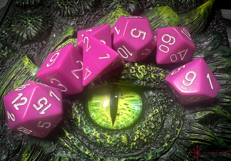 Opaque Polyhedral Light Purple/white 7-Die Set | DND Dice Set OOP