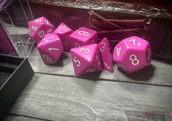Opaque Polyhedral Light Purple/white 7-Die Set | DND Dice Set OOP