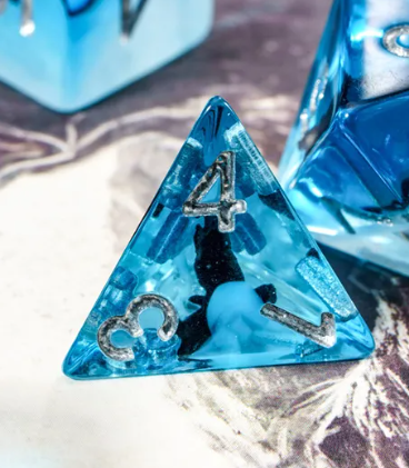 Eagle Dice 7-Dice Set Blue w/ Black Eagle Inside Dnd Dice Set