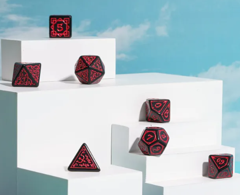 Red Druid Pattern 7-Dice Set DND RPG Dice Black Druid Dice Set