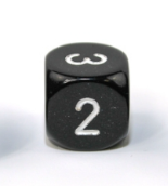 Opaque Black/white 16mm d3 (d6 w/ 1-2-3 twice) Black/white (SOLD PER PIECE)