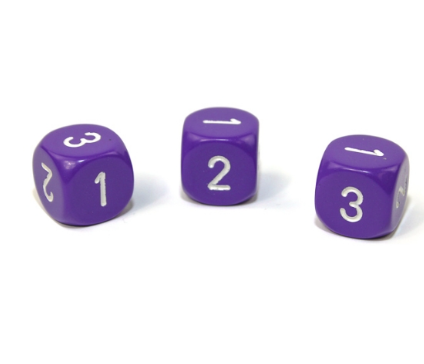 Opaque Purple/white 16mm d3 (d6 w/ 1-2-3 twice) Purple /white (SOLD PER PIECE)