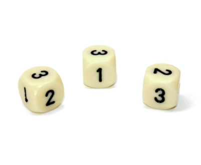 Opaque Ivory/black 16mm d3 (d6 w/ 1-2-3 twice) Ivory/black (SOLD PER PIECE)