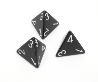 Opaque Polyhedral Black/white d4 | 4-Sided Dice (sold per die)