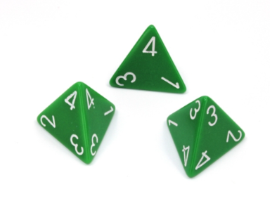 Opaque Polyhedral Green /white d4 | 4-Sided Dice (sold per die)