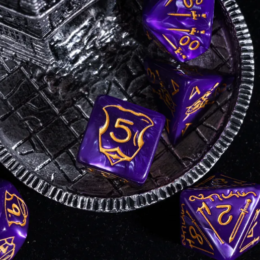 Giant Fighter Pearl Dice (7) with Gold Numbers JUMBO Dice Set (Available in Several Colors)