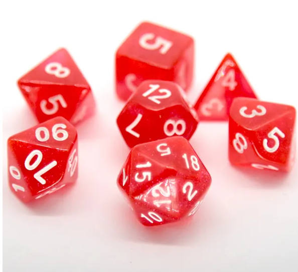 Radiant Ruby Red Polyhedral Dice Set | 7-Dice Red Set with Subtle Glitter