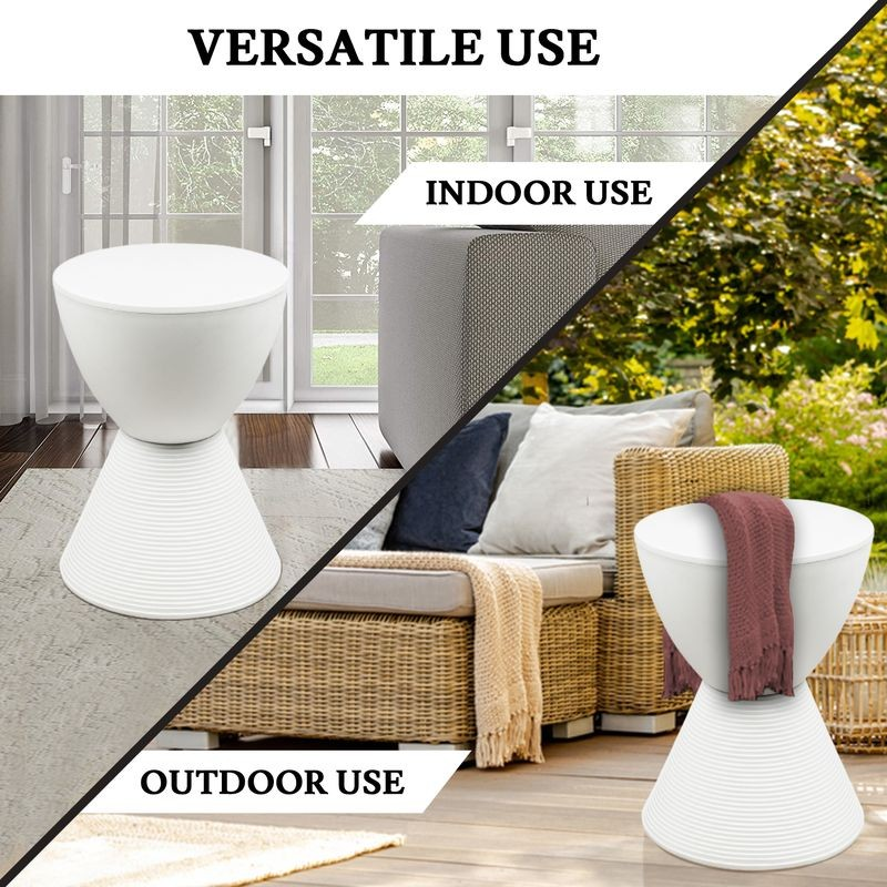 LeisureMod Modern Round Boyd Side Table White Versatile Use.