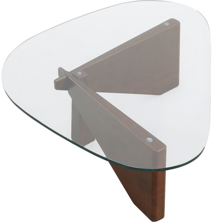LeisureMod Imperial Triangle Coffee Table Dark Walnut Top View.