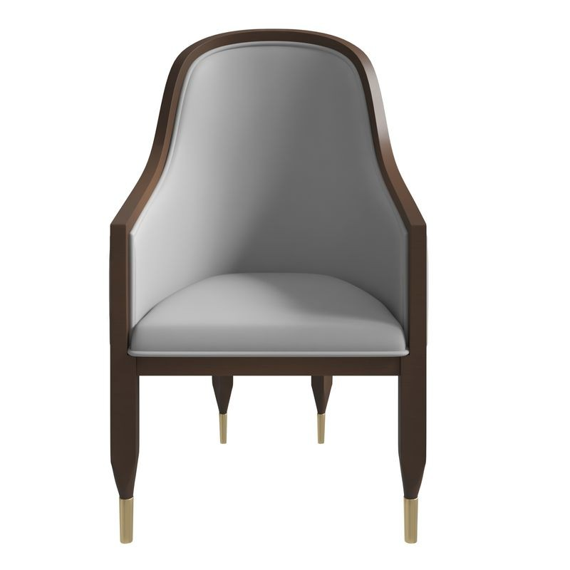 LeisureMod Belle Series Modern Dining Chair in Light Grey Front View.