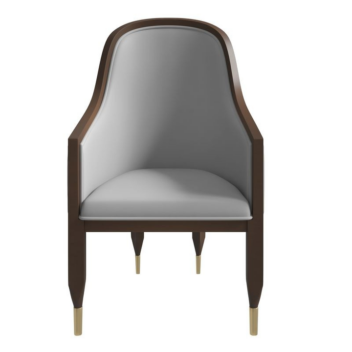 LeisureMod Belle Series Modern Dining Chair in Light Grey Front View.