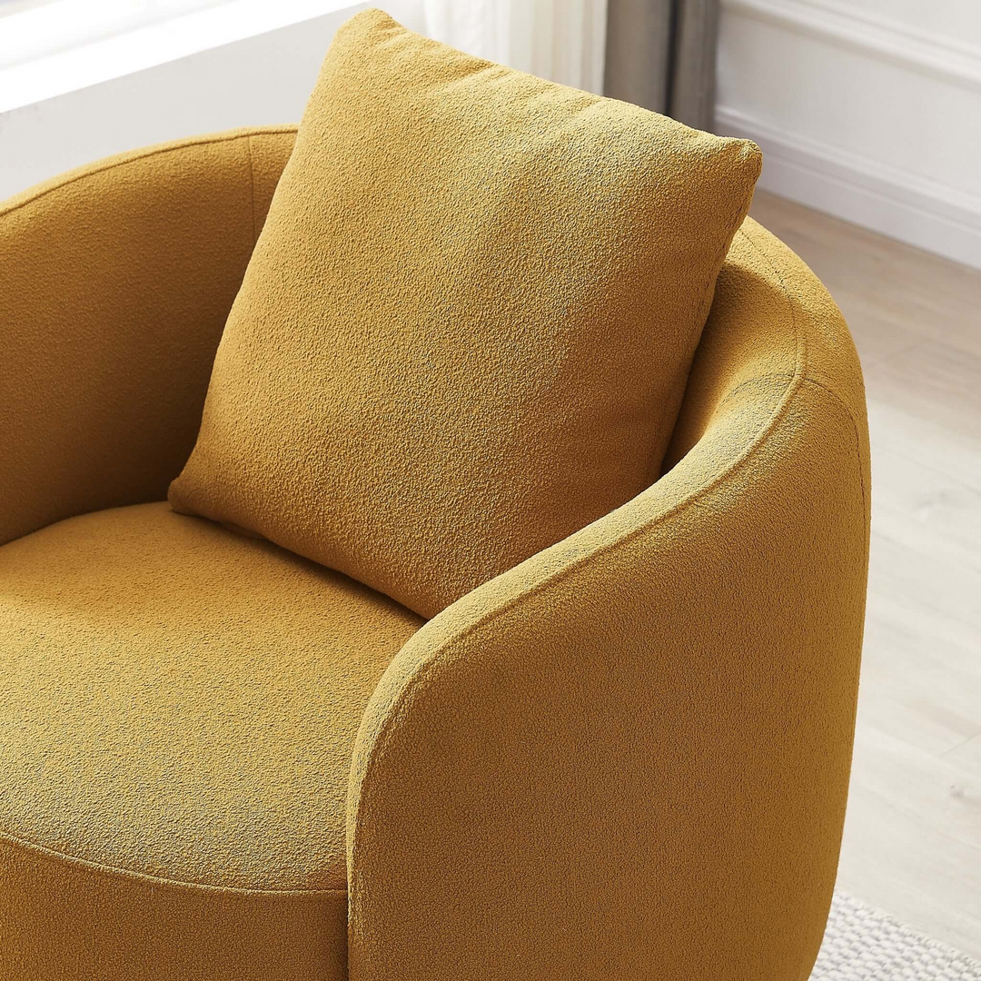 Dylan Gold Boucle Lounge Chair Closeup.