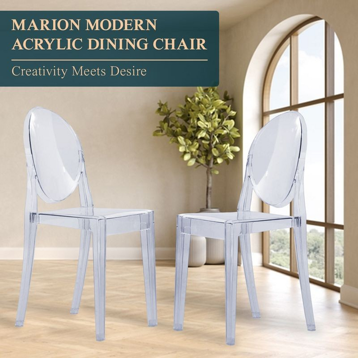 LeisureMod Marion Transparent Acrylic Modern Chair, Set of 2
