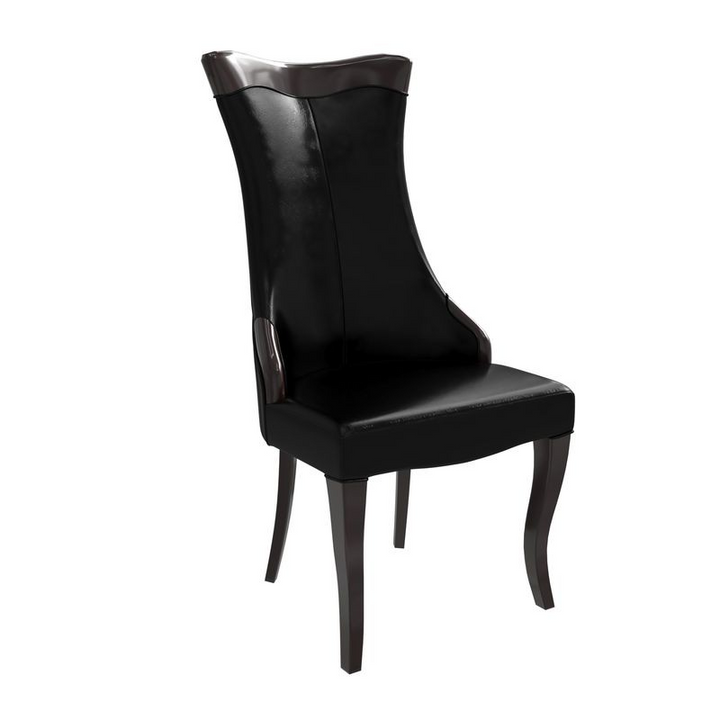 LeisureMod Novara Collection Modern Wooden Dining Chair in Black