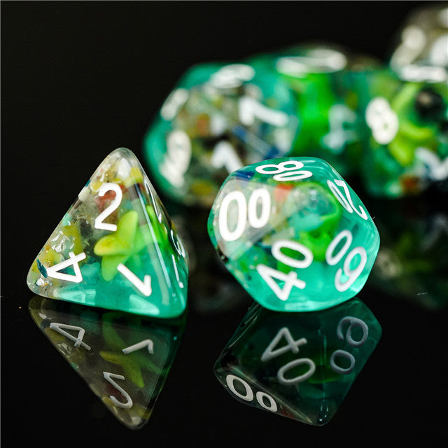 Sea Green Starfish Dice 7-Dice Set Resin Dungeons and Dragons Dice