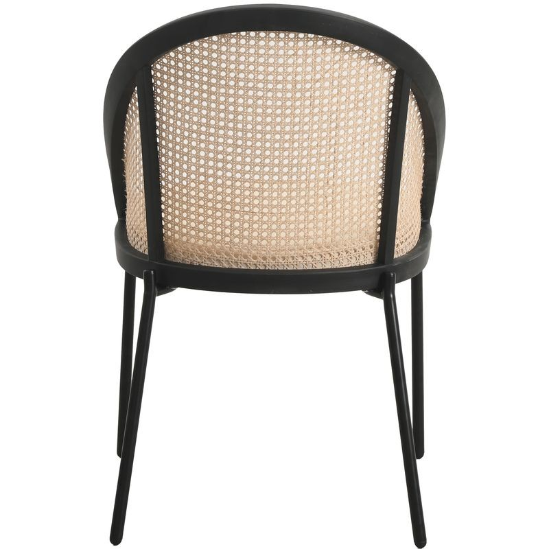 LeisureMod Urbane Collection Modern Dining Chair with Wicker Back in Cream Back.