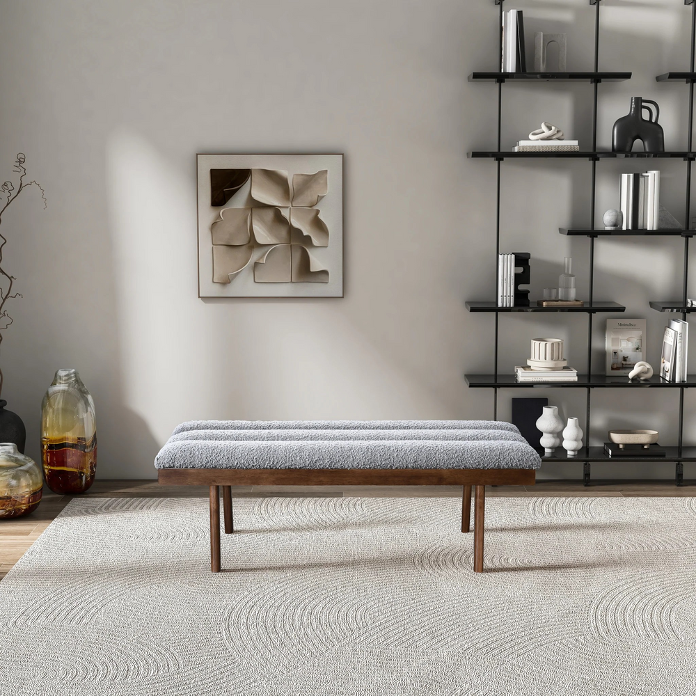 Troni Light Grey Boucle Bench Photo.