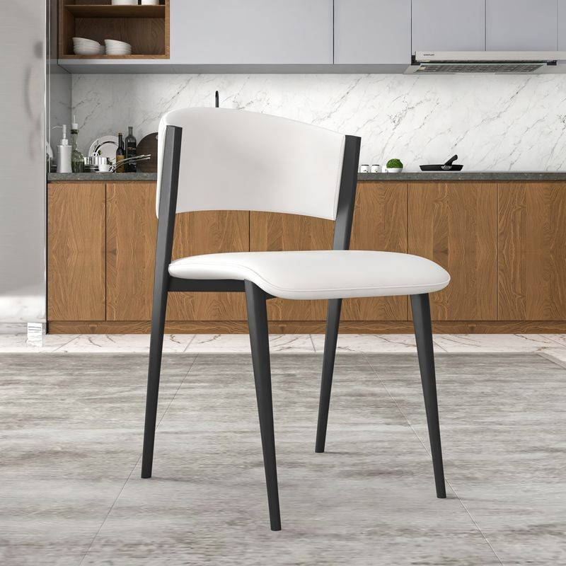 LeisureMod Aspen Collection Modern Dining Chair Black Frame in White with Background.