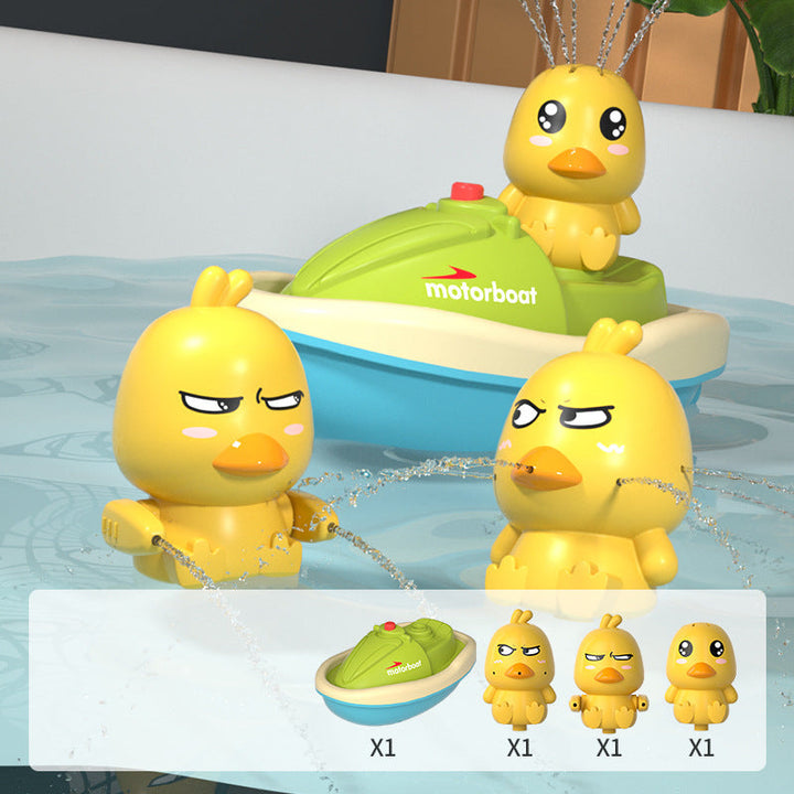Baby Bath Toys Cute Water Spray Duck with Shower and Boat
