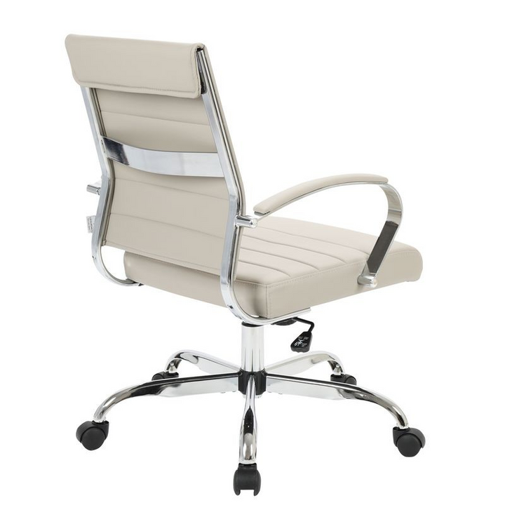LeisureMod Benmar Leather Office Chair Tan Back View.