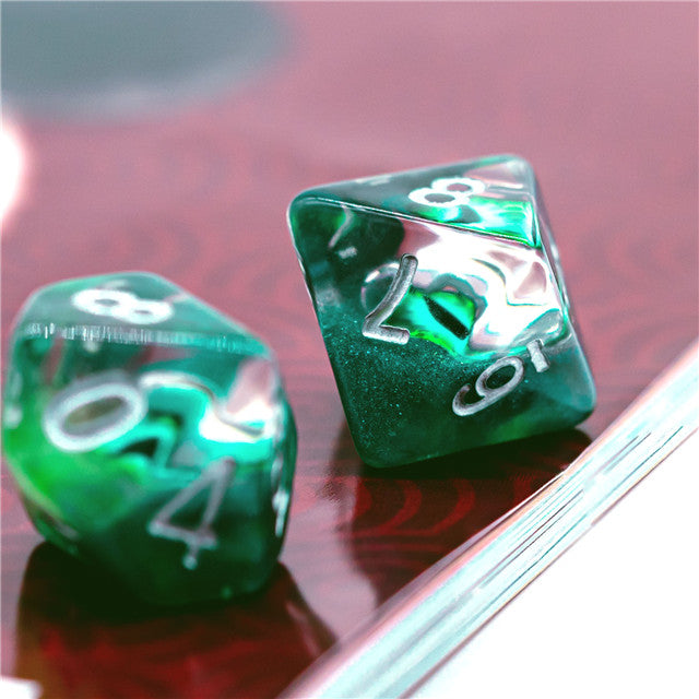 Green Demon Eye Dragon Eye Dice 7-Dice Set Resin Dungeons and Dragons Dice